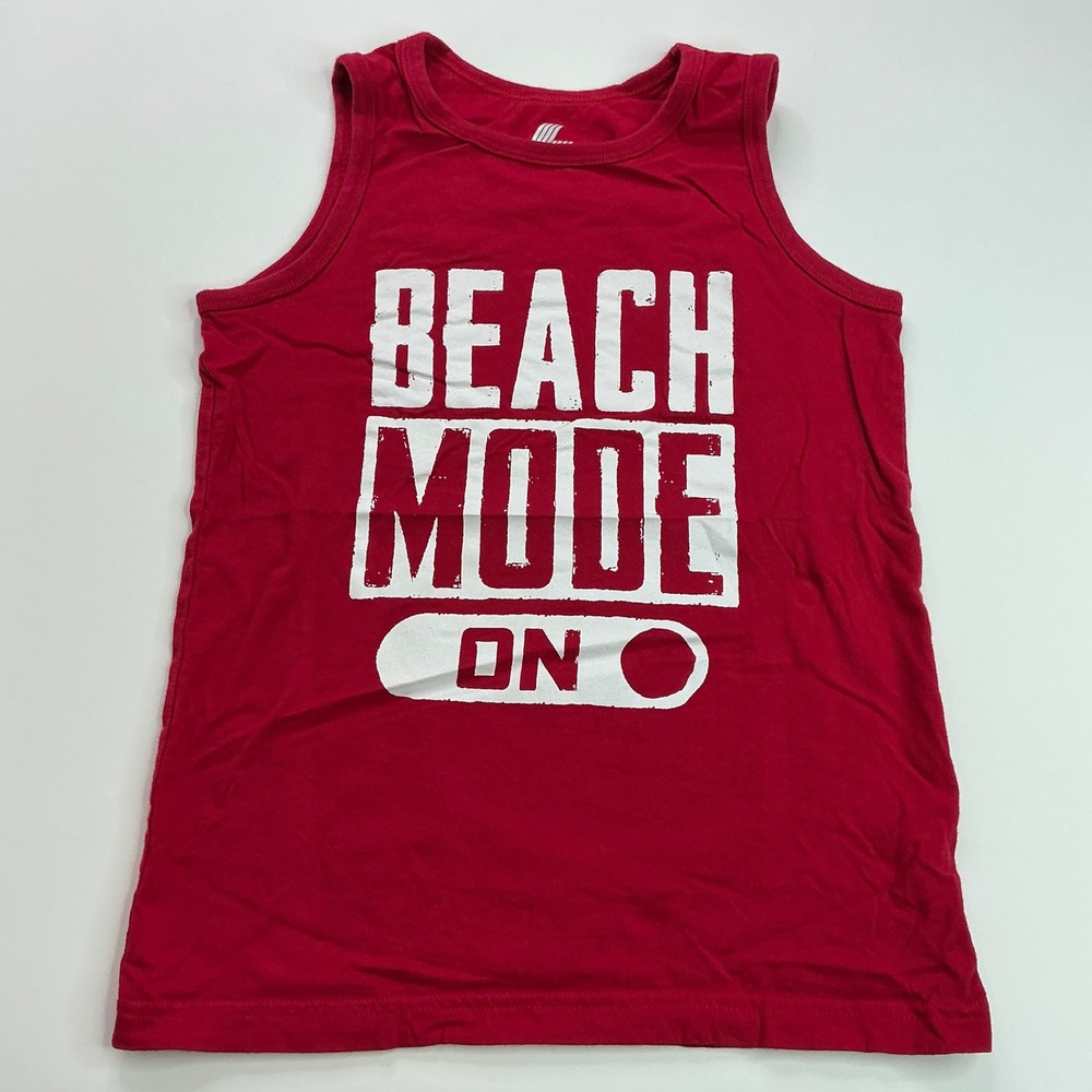 The Children's Place Red Tank Top Kids Size M 7/8 Beach Mode On Graphic